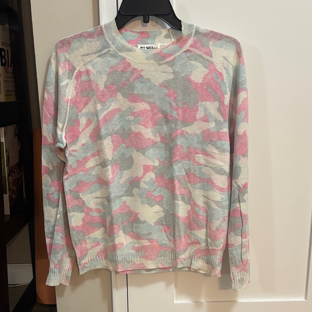 27 Miles Malibu Pink and Green Camo Sweater